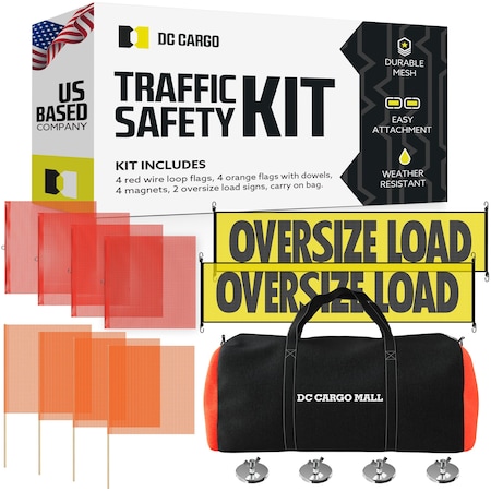 Dc Cargo Oversize Load Sign, Flags and Mounting Magnets, with Carry Bag - Safety Supply Kit SSKIT001